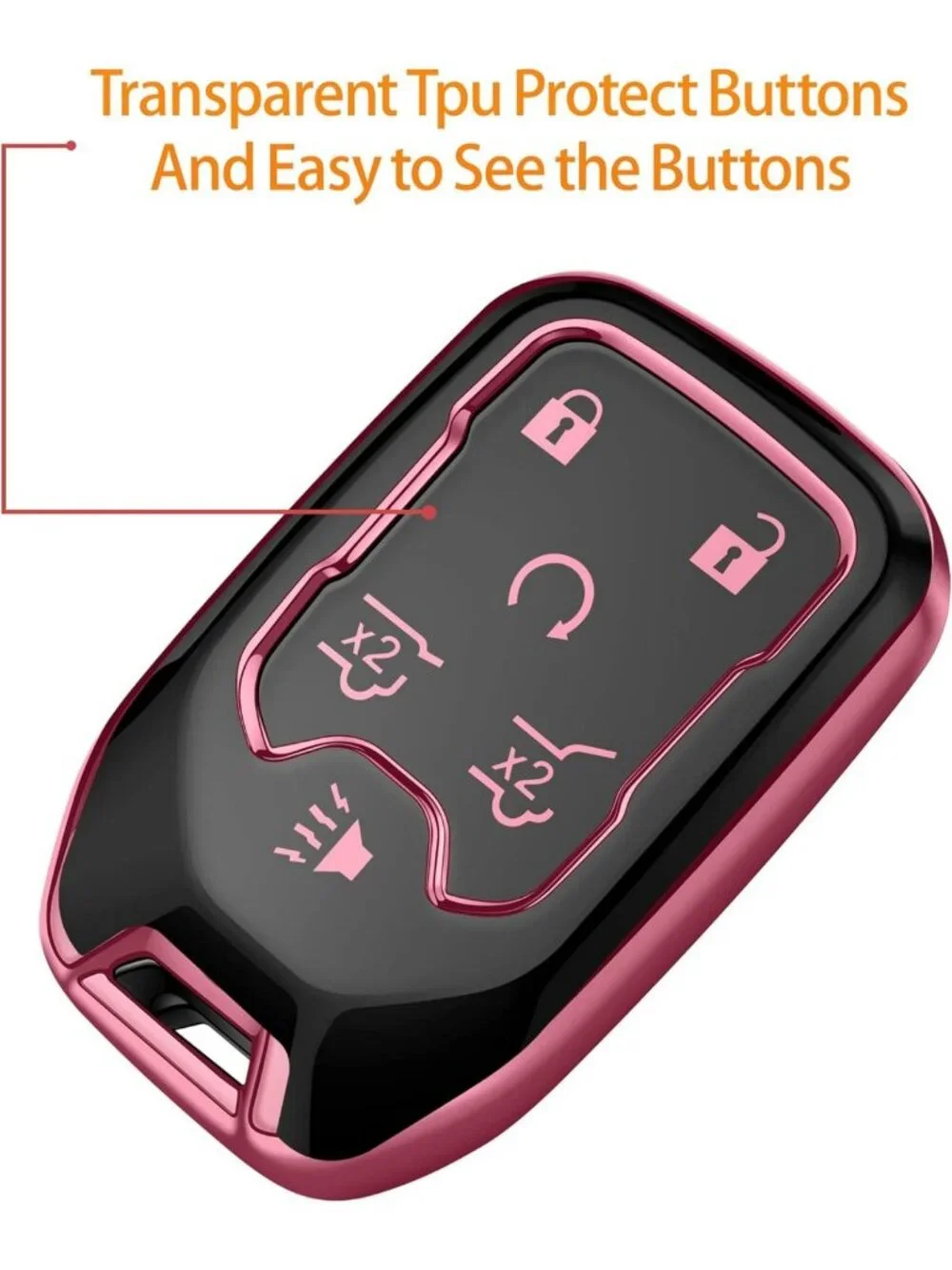 Soft Pink Key Fob Cover with Keychain - Full Protection for Chevy & GMC Vehicles
